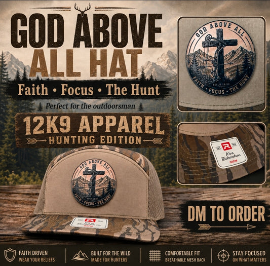 12K9APPAREL- God Above All Hunting hat